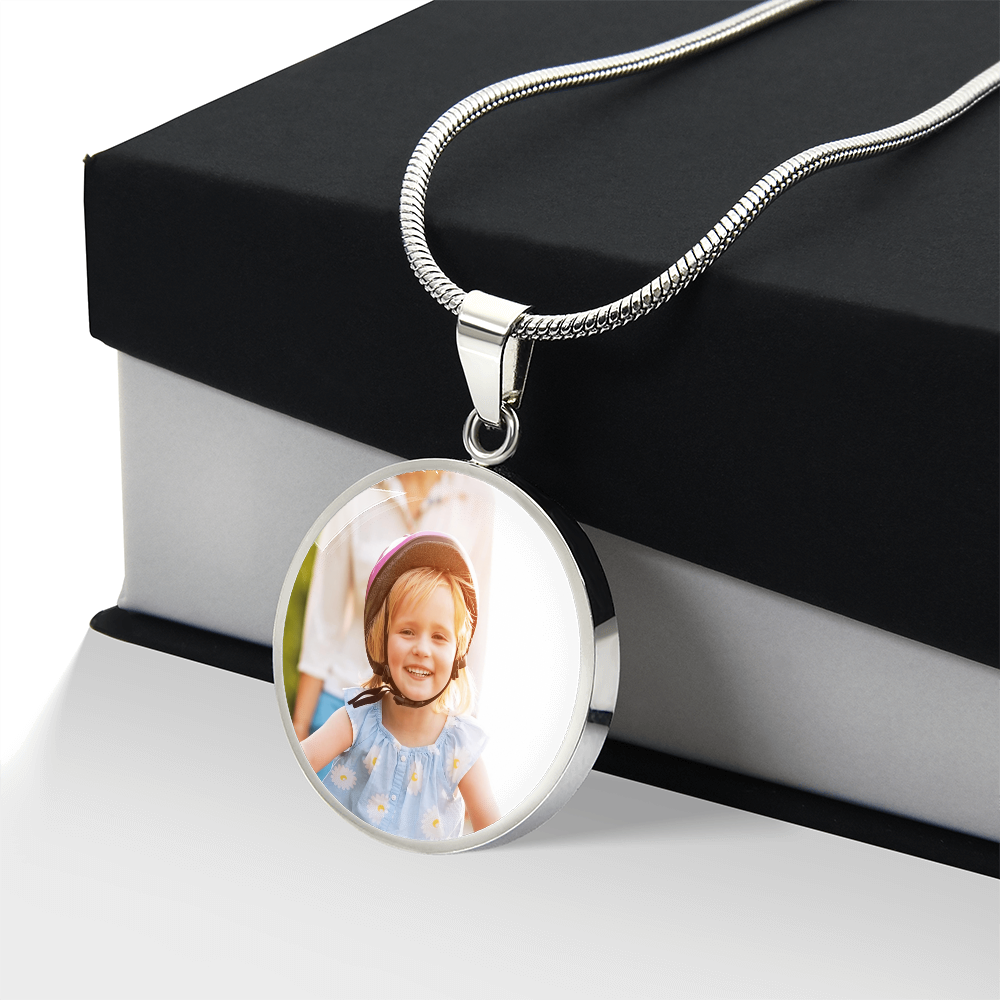 Custom Photo Circle Necklace With Engraving