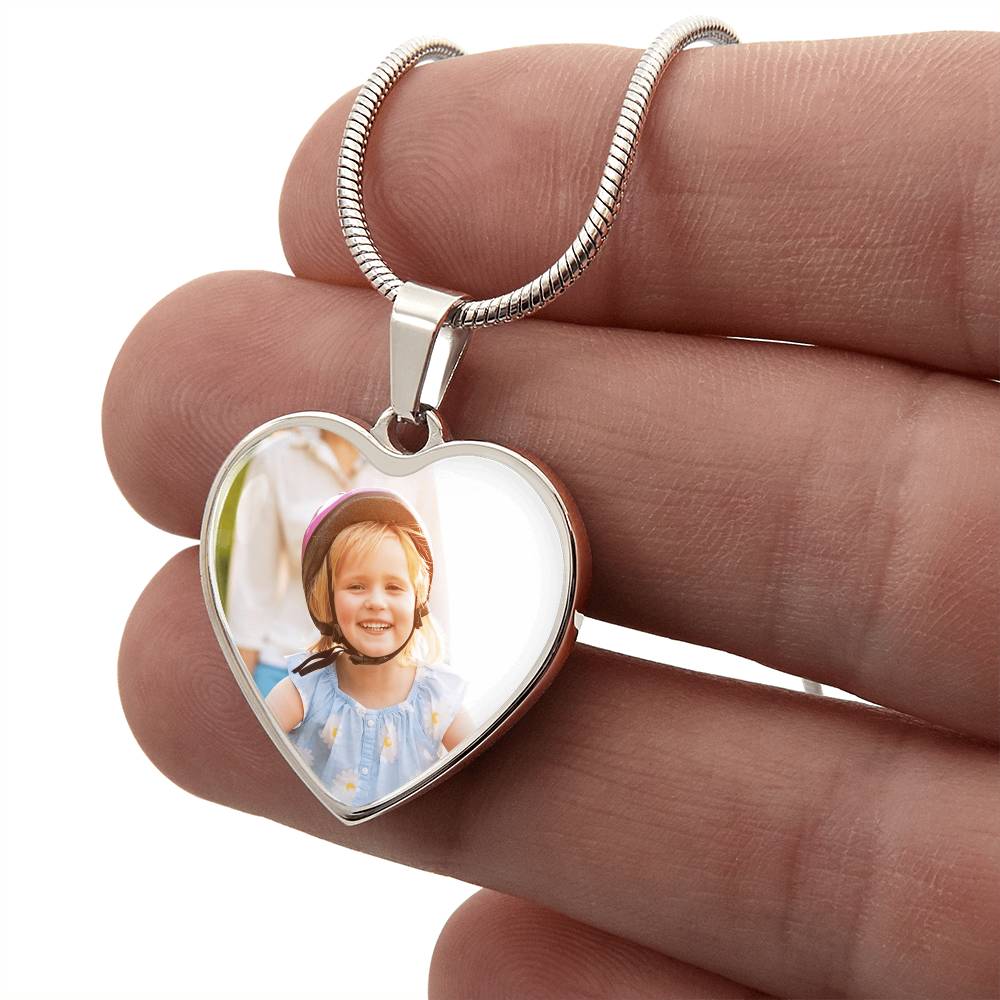 Custom Photo Heart Necklace With Engraving