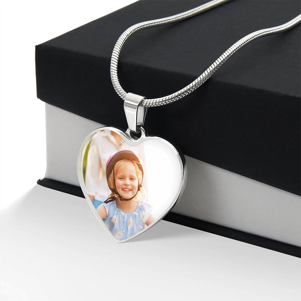 Custom Photo Heart Necklace With Engraving