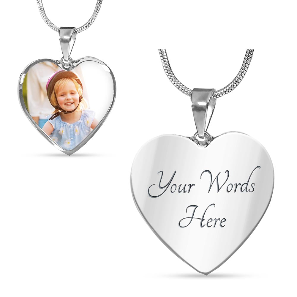 Custom Photo Heart Necklace With Engraving
