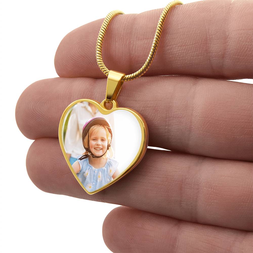 Custom Photo Heart Necklace With Engraving