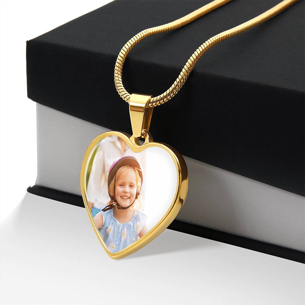 Custom Photo Heart Necklace With Engraving