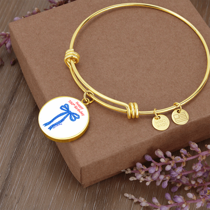 America 250th Birthday Bracelet – Semiquincentennial Blue Bow Charm Jewelry