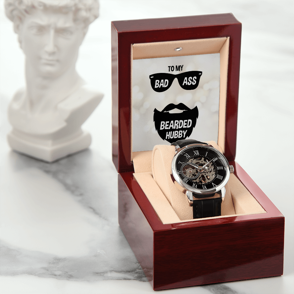 To My Bad Ass Bearded Hubby - Men's Openwork Watch