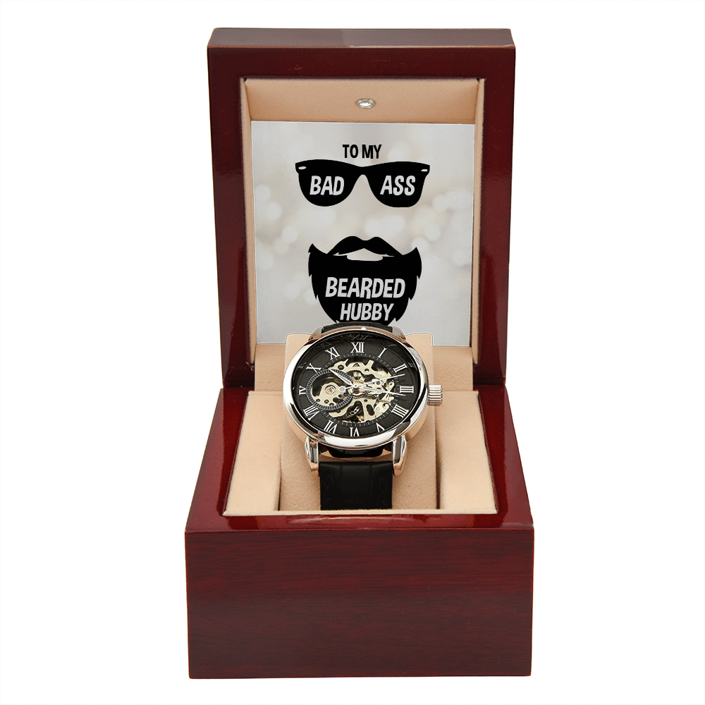 To My Bad Ass Bearded Hubby - Men's Openwork Watch