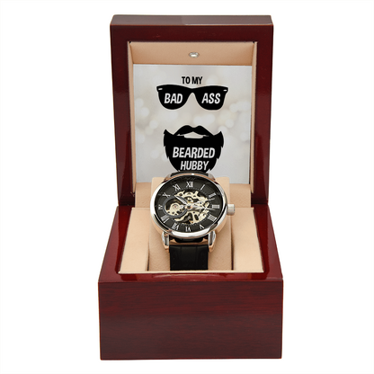 To My Bad Ass Bearded Hubby - Men's Openwork Watch