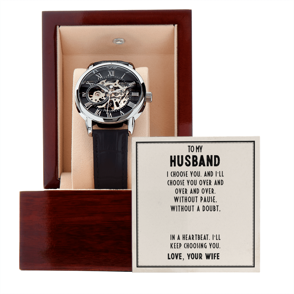 Husband- I choose you. Men's Openwork Watch
