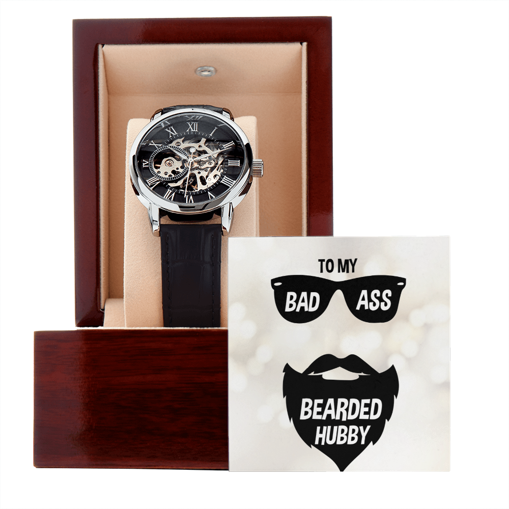 To My Bad Ass Bearded Hubby - Men's Openwork Watch