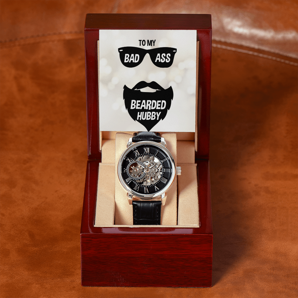 To My Bad Ass Bearded Hubby - Men's Openwork Watch