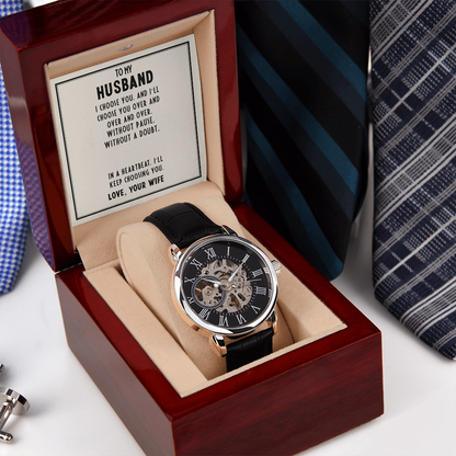 Husband- I choose you. Men's Openwork Watch