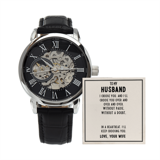 Husband- I choose you. Men's Openwork Watch