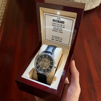 Husband- I choose you. Men's Openwork Watch
