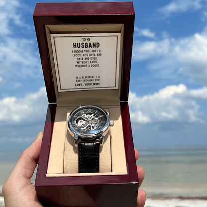 Husband- I choose you. Men's Openwork Watch