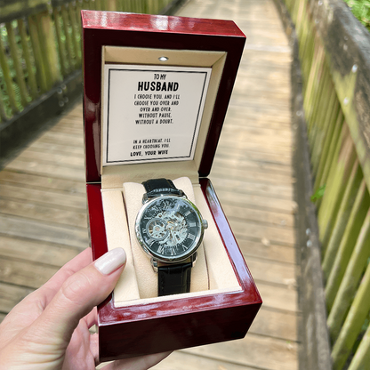 Husband- I choose you. Men's Openwork Watch