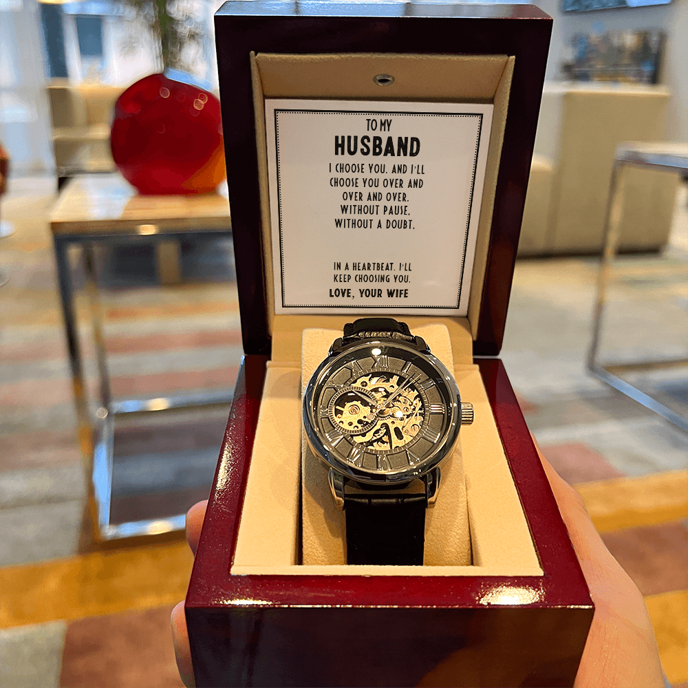 Husband- I choose you. Men's Openwork Watch