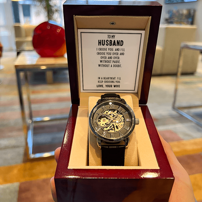 Husband- I choose you. Men's Openwork Watch