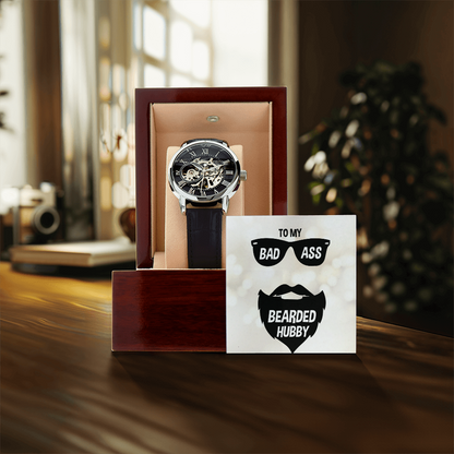 To My Bad Ass Bearded Hubby - Men's Openwork Watch