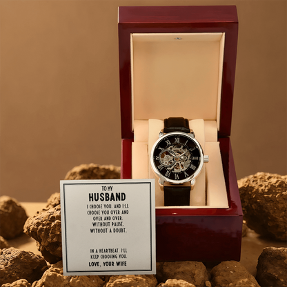 Husband- I choose you. Men's Openwork Watch