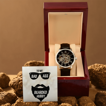 To My Bad Ass Bearded Hubby - Men's Openwork Watch