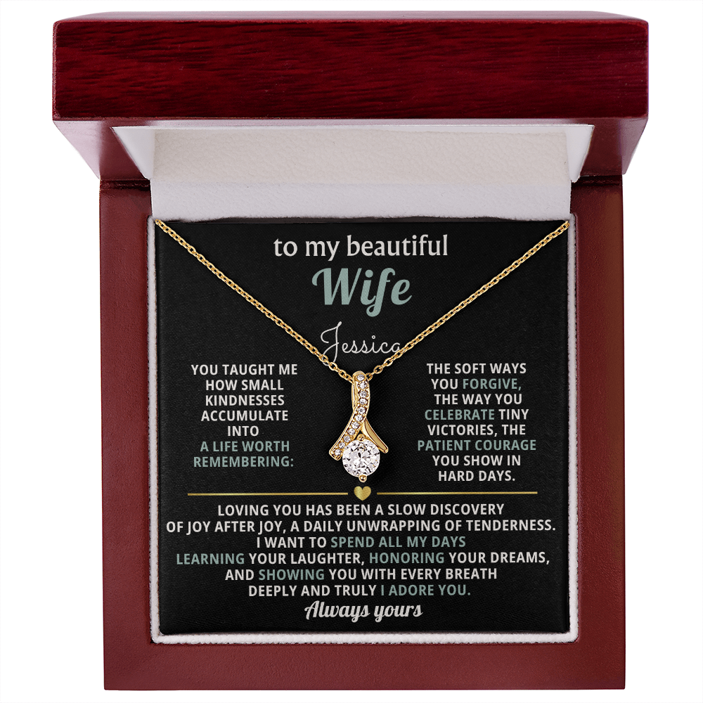 To My Beautiful Wife- Alluring Beauty Necklace- Personalized Message Card!