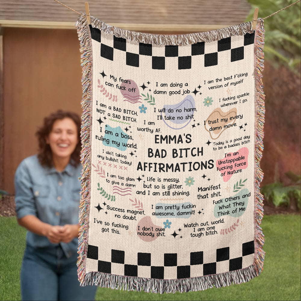 Personalized Bad B**tch Affirmations Woven Blanket