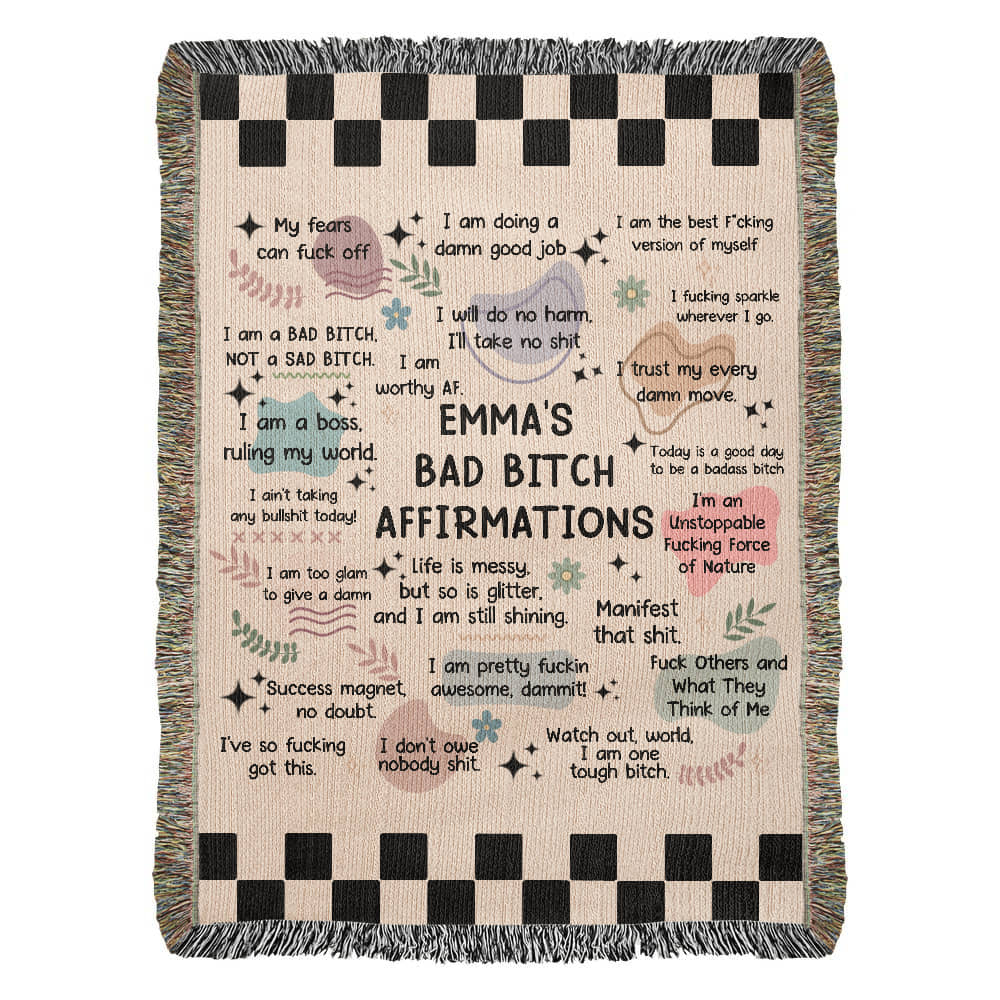 Personalized Bad B**tch Affirmations Woven Blanket