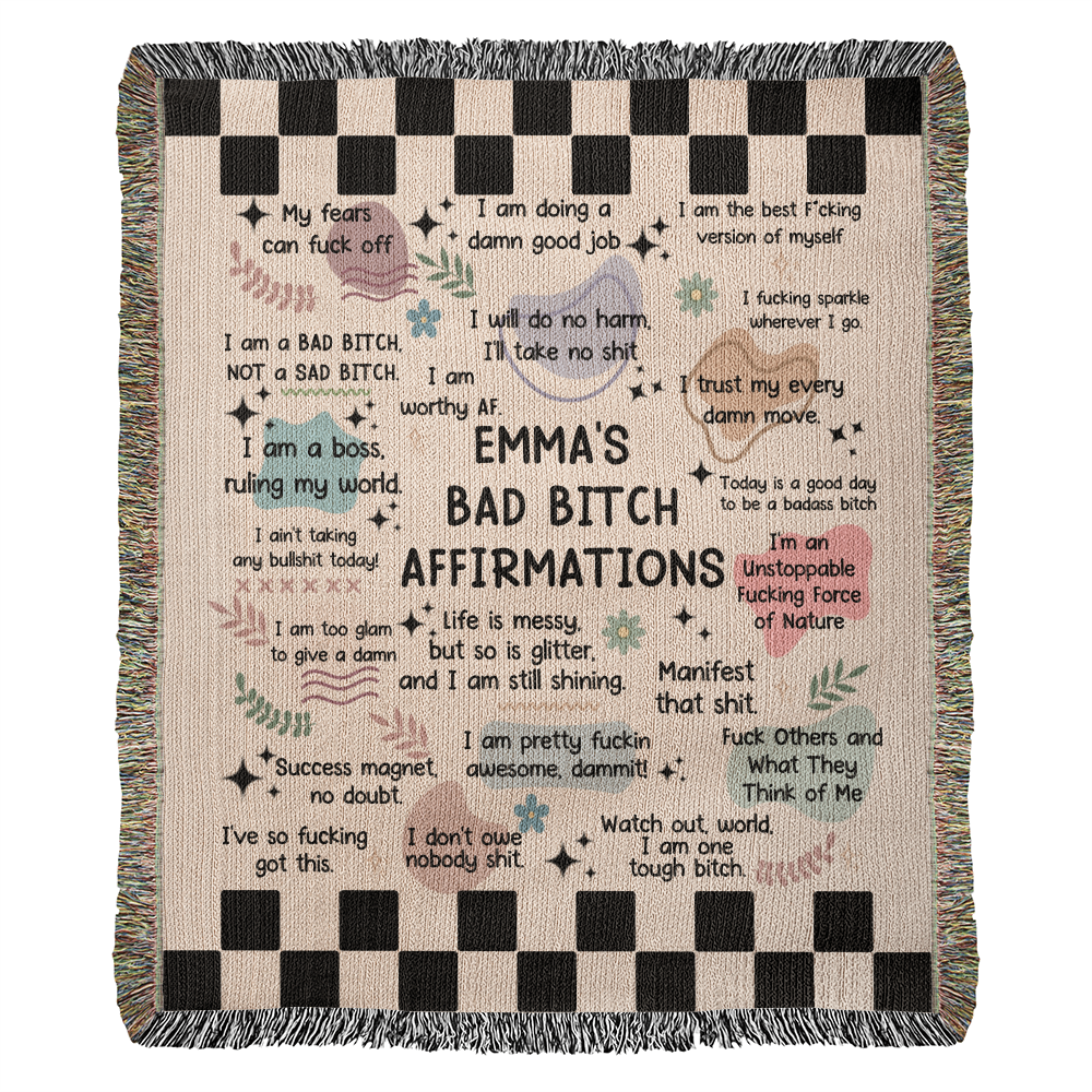 Personalized Bad B**tch Affirmations Woven Blanket