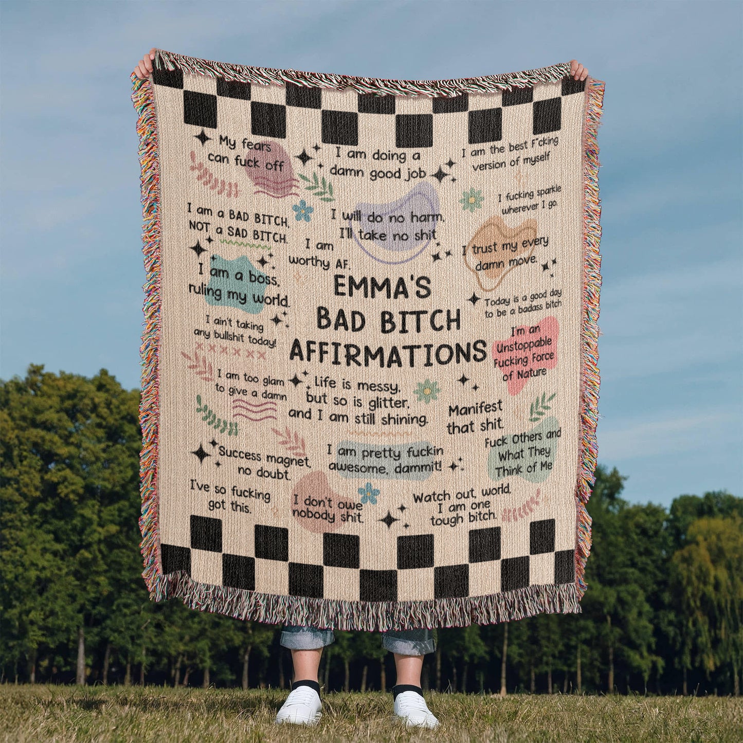 Personalized Bad B**tch Affirmations Woven Blanket