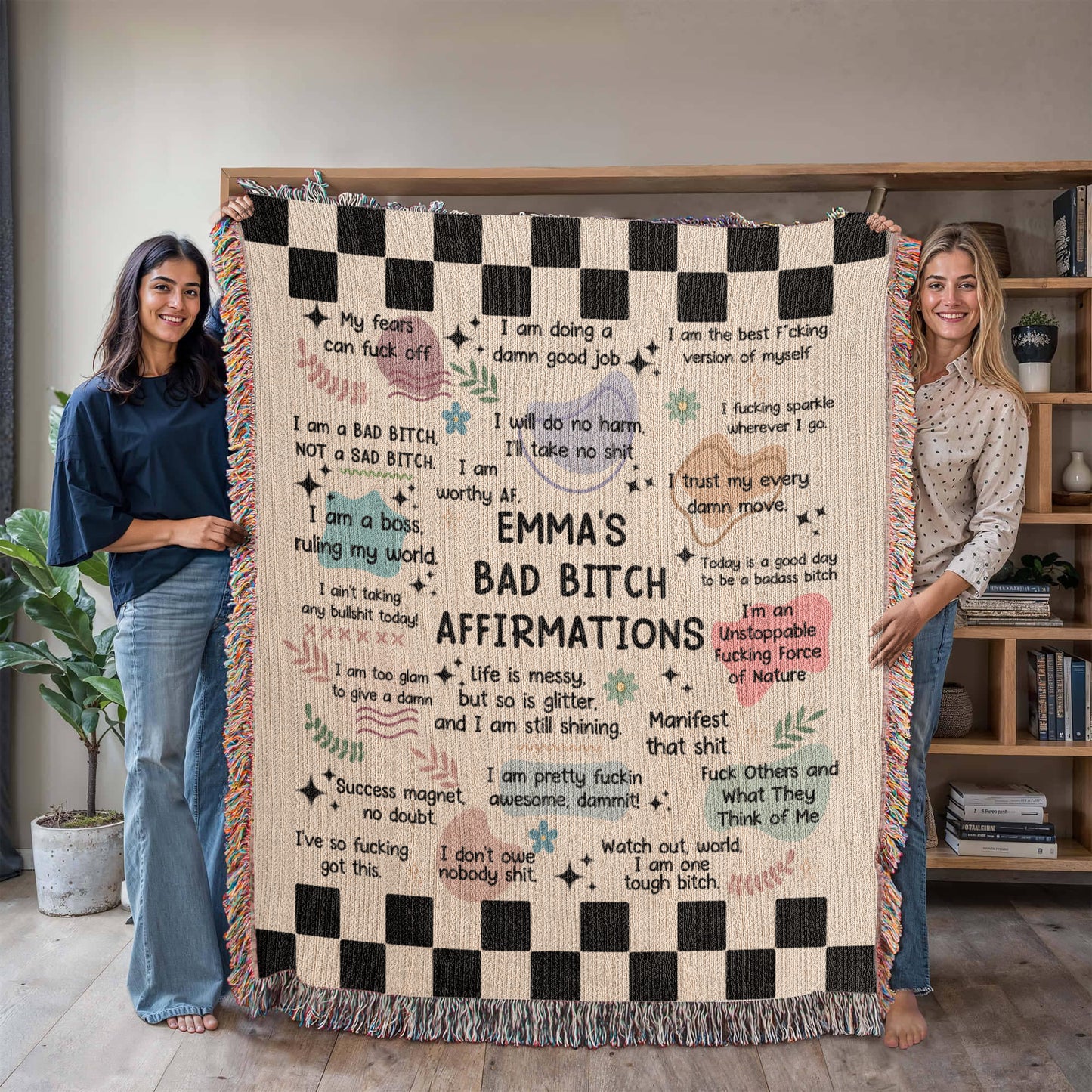 Personalized Bad B**tch Affirmations Woven Blanket
