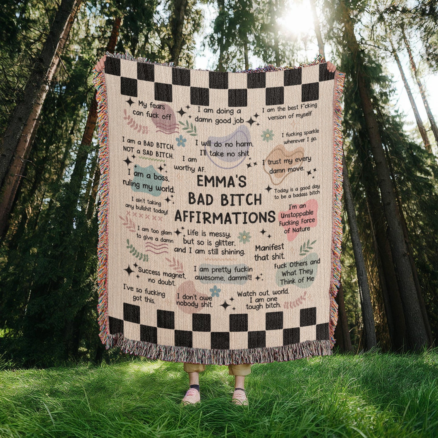 Personalized Bad B**tch Affirmations Woven Blanket