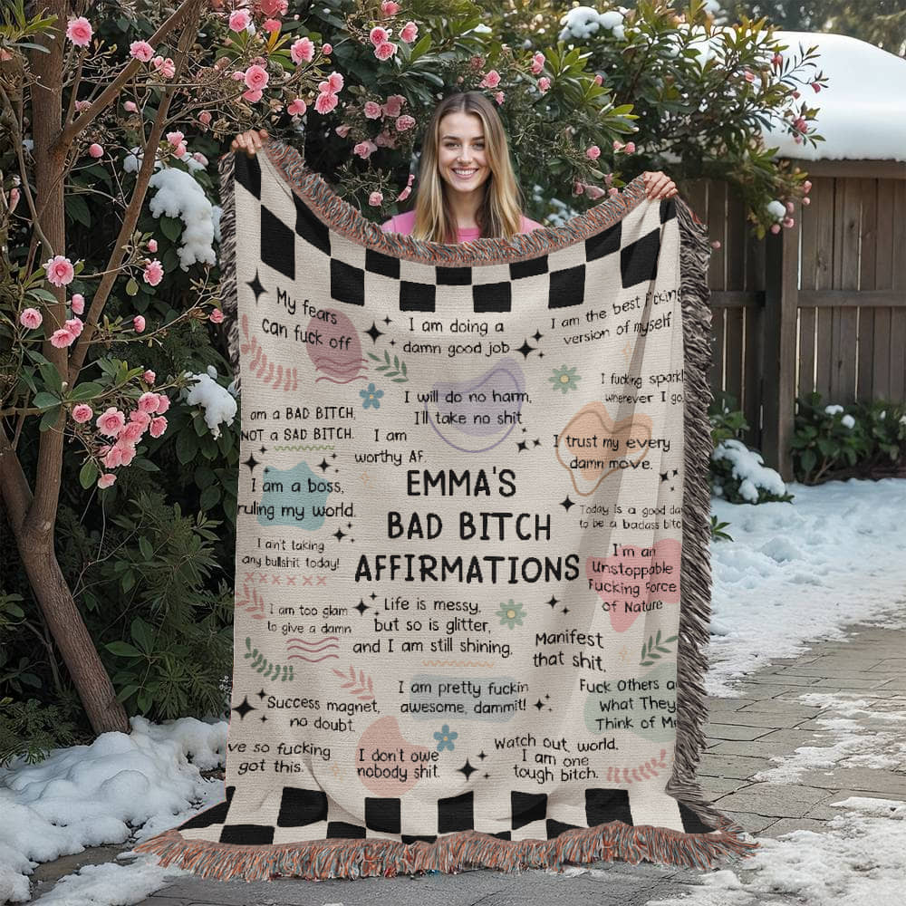 Personalized Bad B**tch Affirmations Woven Blanket