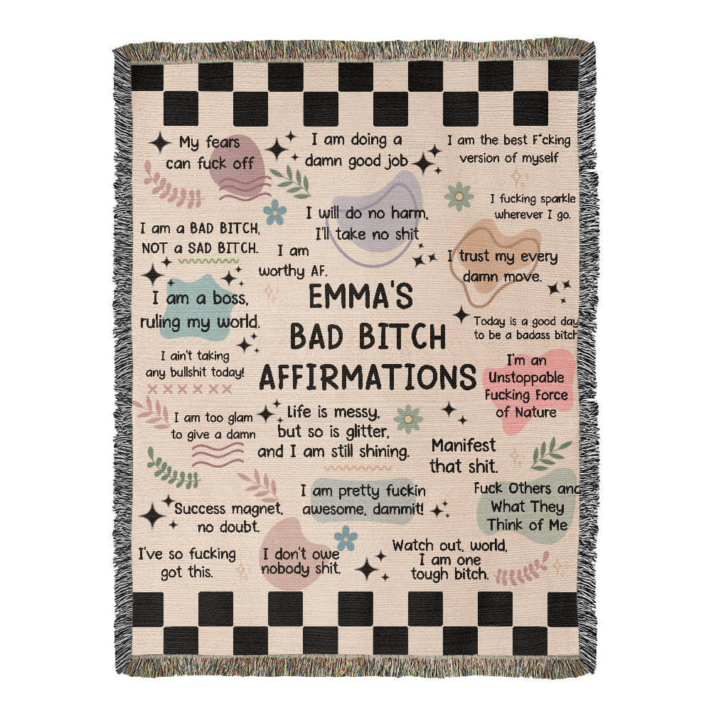 Personalized Bad B**tch Affirmations Woven Blanket