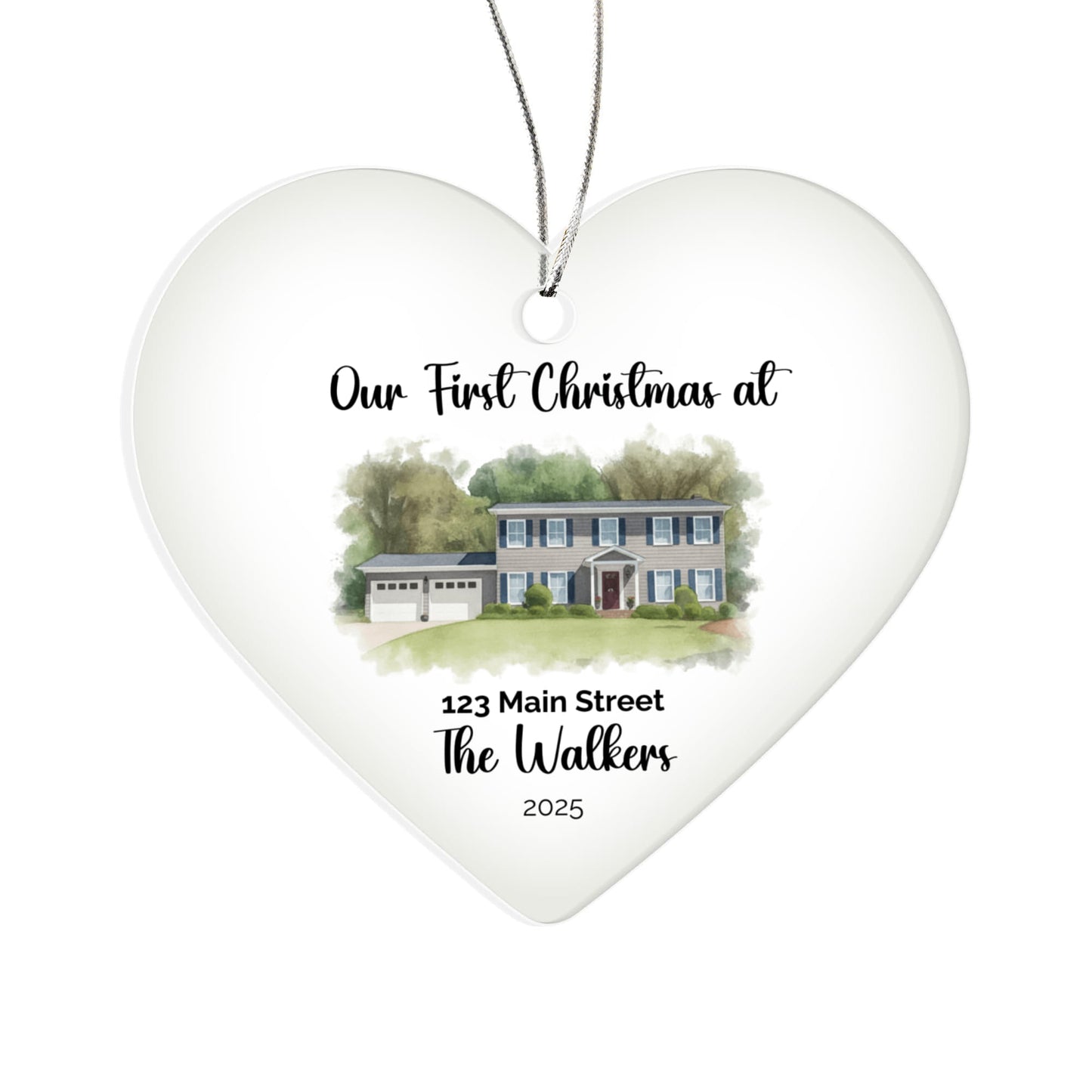 Custom Home Portrait Acrylic Heart Ornament