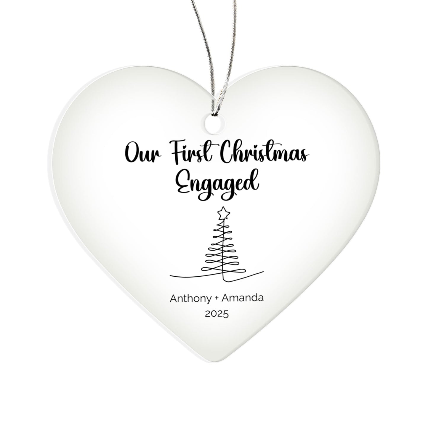 Personalized First Christmas Engaged Acrylic Heart Ornament