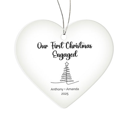 Personalized First Christmas Engaged Acrylic Heart Ornament