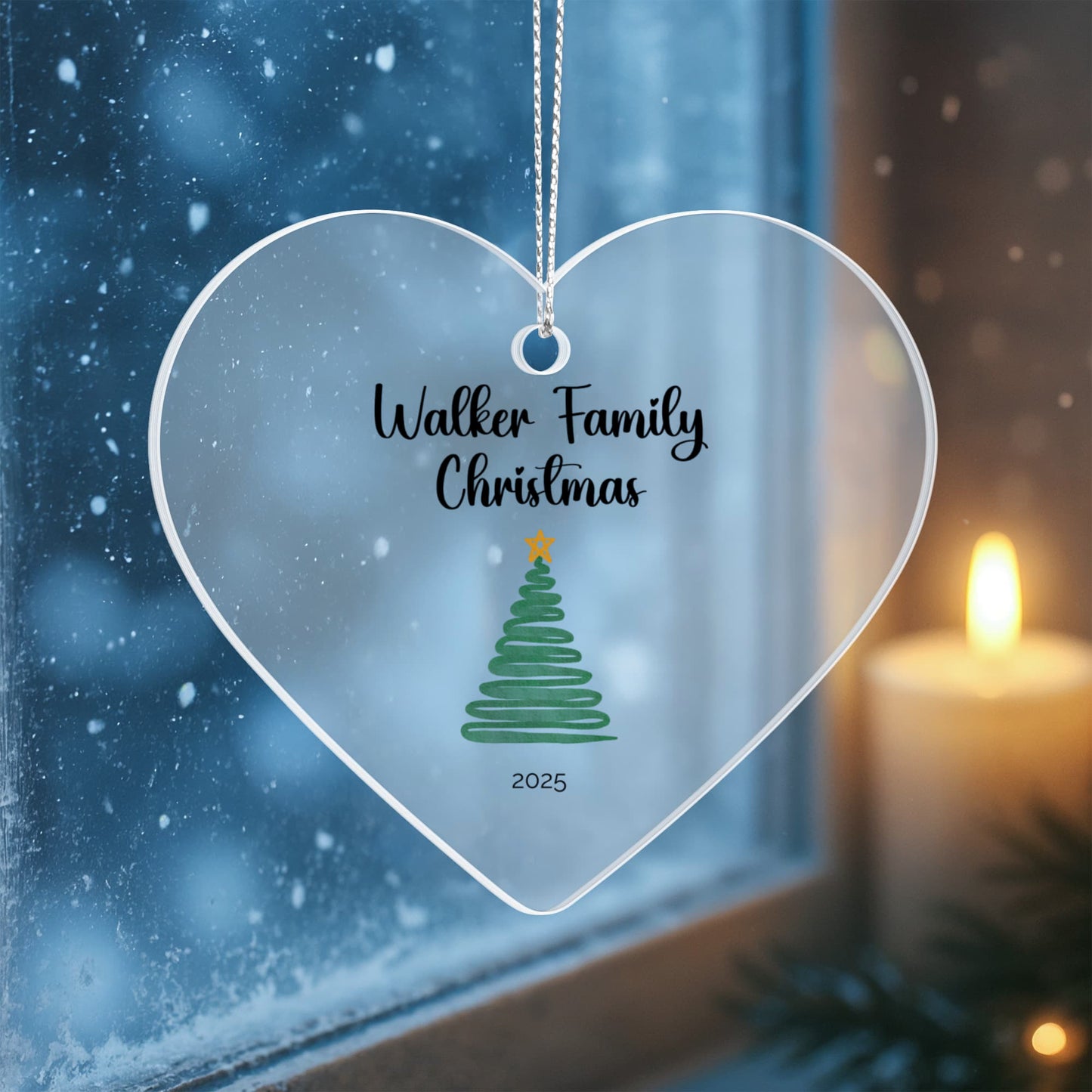 Personalized Family Tree Acrylic Heart Ornament