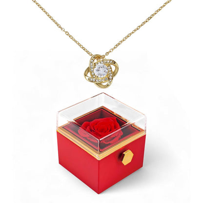 Love Knot Necklace With A Rotating Rose Gift Box