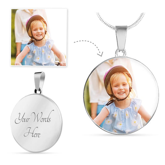 Custom Photo Circle Necklace With Engraving