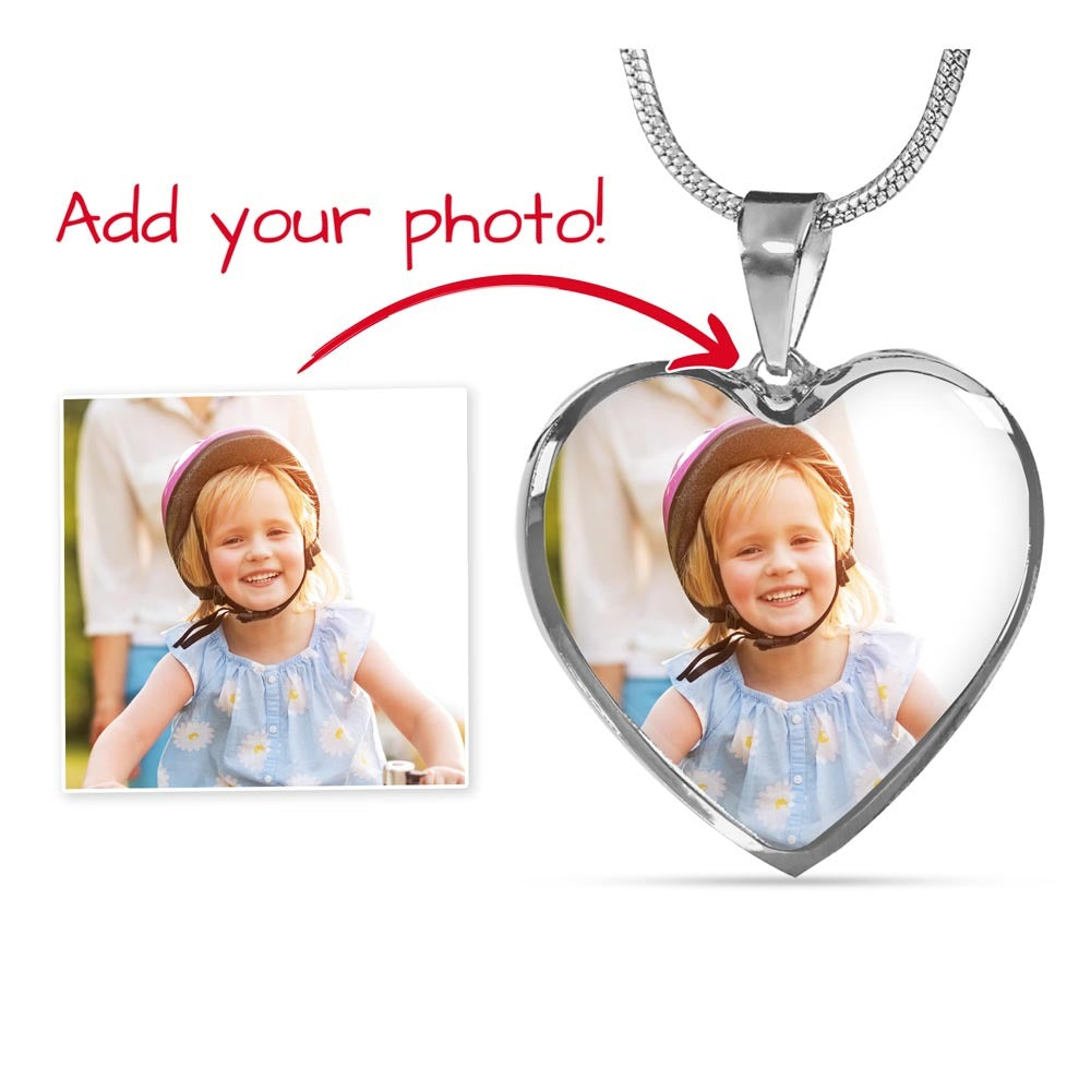 Custom Photo Heart Necklace With Engraving