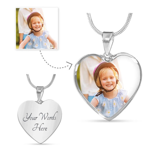 Custom Photo Heart Necklace With Engraving