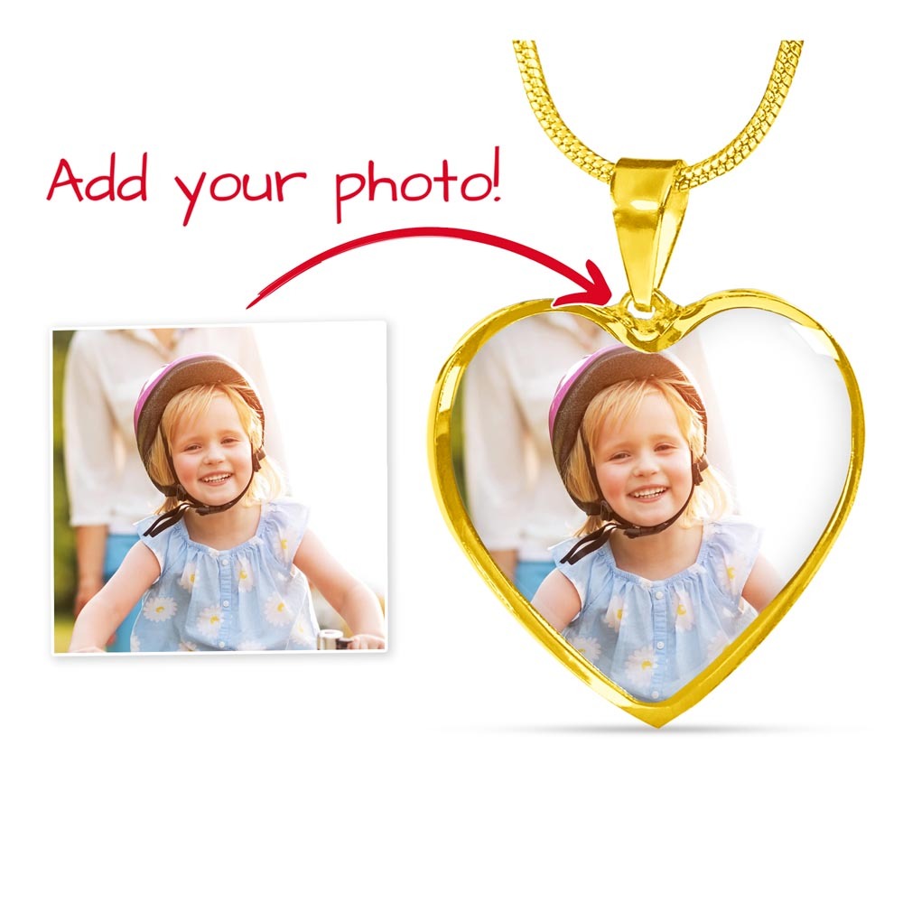 Custom Photo Heart Necklace With Engraving