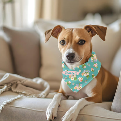 Clip-on Pet Bandana - Personalized Floral Design for Dogs and Cats