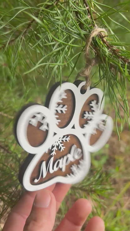 Double-Sided Dog Paw Personalized Christmas Ornament