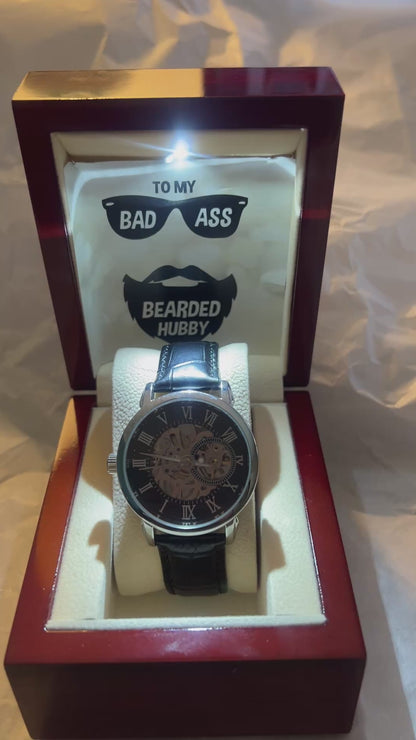 To My Bad Ass Bearded Hubby - Men's Openwork Watch