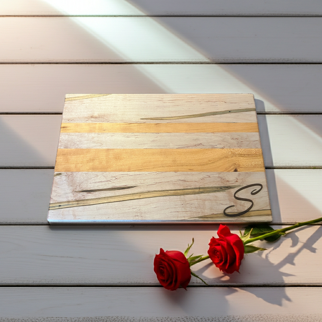 Handcrafted Ambrosia Maple & Cherry Cutting Board with Side Handles